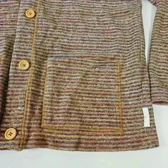 KOTO 100% COTTON Orange Striped Terry Knit Button Front Jacket Sz L - Picture 5 of 7
